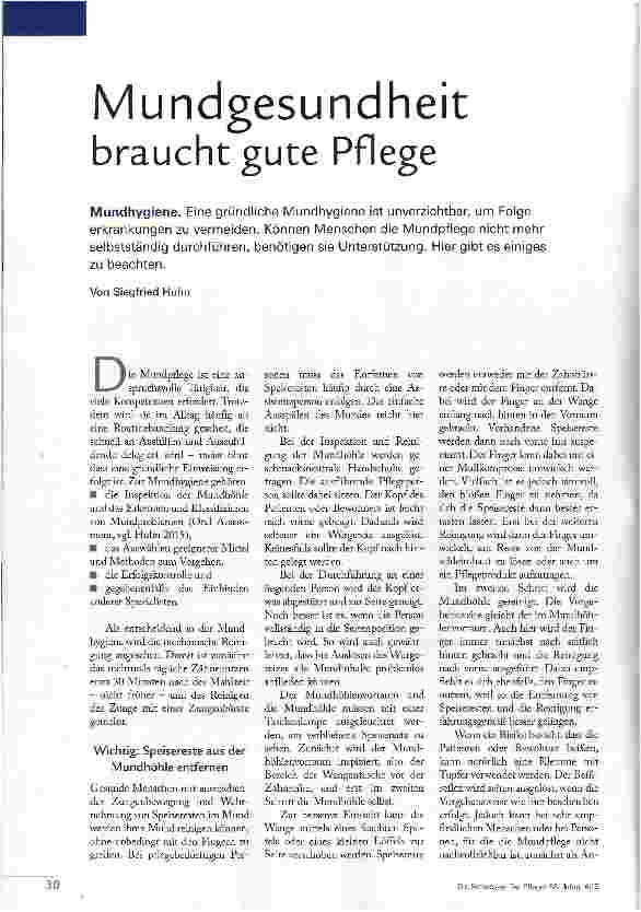 Vorschauseite 1: Mundgesundheit braucht gute Pflege