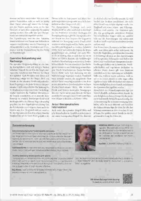 Vorschauseite 5: Wenn die Finger streiken Schienenversorgung bei Tendovaginitis stenosans