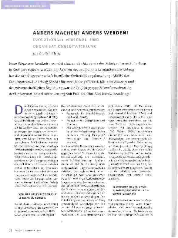 Vorschauseite 1: ANDERS MACHEN? ANDERS WERDEN!