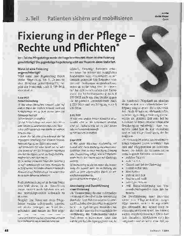 Vorschauseite 1: Fixierung in der Pflege -Rechte und Pflichten
