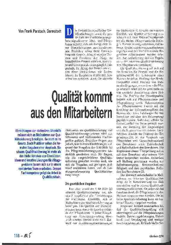 Vorschauseite 1: Qualität kommt aus den Mitarbeitern