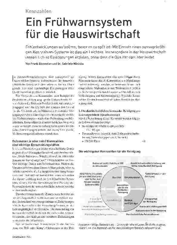 Vorschauseite 1: KennzahlenEin Frühwarnsystem für die Hauswirtschaft