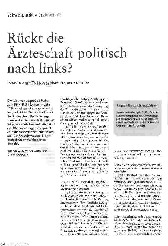 Vorschauseite 1: Rückt die Ärzteschaft politisch nach links?