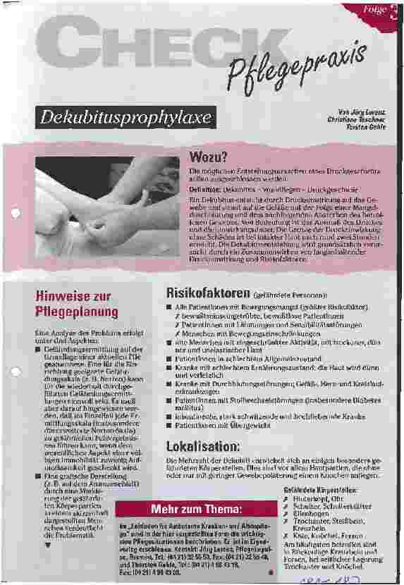 Vorschauseite 1: Dekubitusprophylaxe Folge 3