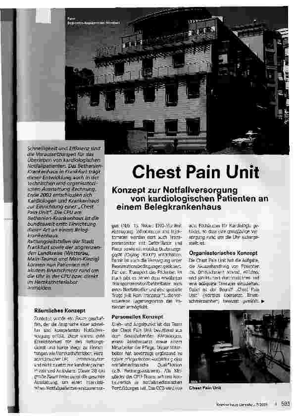 Vorschauseite 1: Chest Pain UnitKonzept zur Notfallversorgung von kardiologischen Patienten an einem Belegkrankenhaus