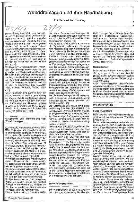 Vorschauseite 1: Wunddrainagen und ihre Handhabung