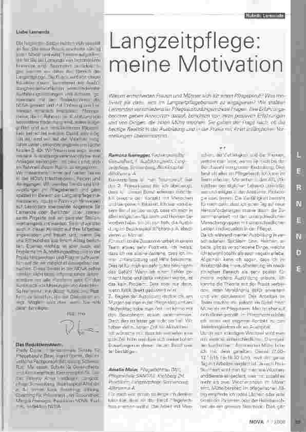 Vorschauseite 1: Langzeitpflege: meine Motivation