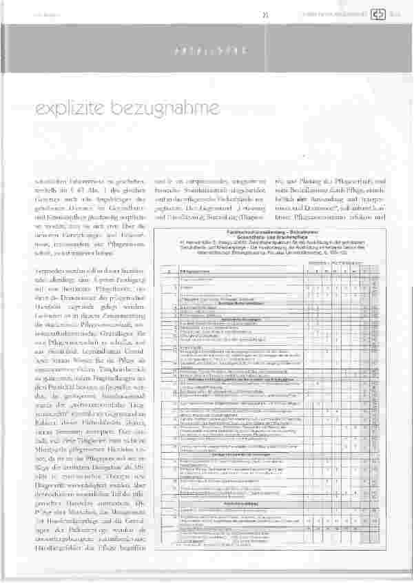 Vorschauseite 2: Explizite Bezugnahme auf die systematischePositionierung des Gegenstands Methoden und Handlungsfelder der Gesundheitsund Krankenpflege im Rahmen der Fächertafel III. (letzter) Teil