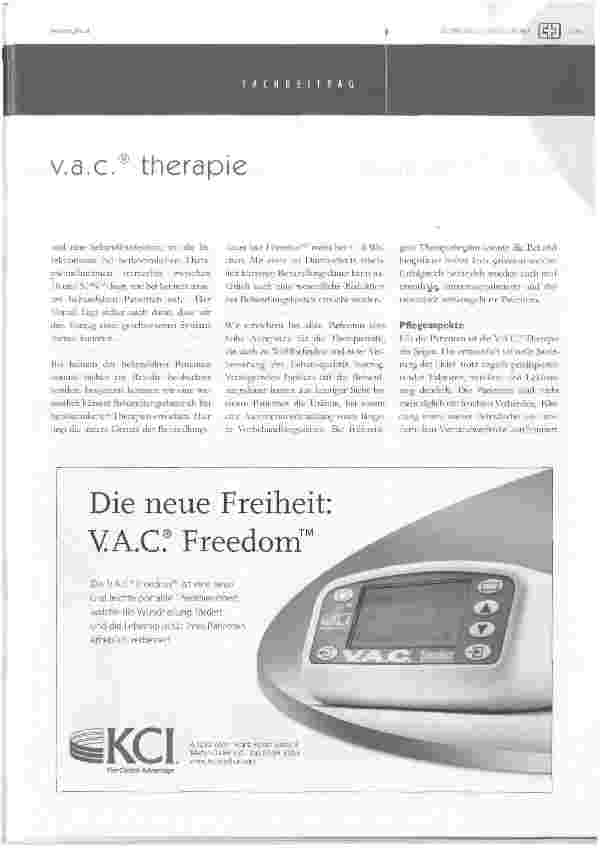 Vorschauseite 2: Die V. A. C. Therapie bei postoperativ persistierenden Lymphfisteln und Lymphozelen nach gefäßchirurgischen Eingriffen - erste Ergebnisse