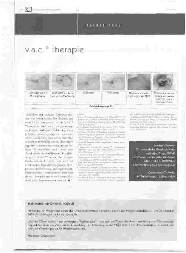 Vorschauseite 5: Die V. A. C. Therapie bei postoperativ persistierenden Lymphfisteln und Lymphozelen nach gefäßchirurgischen Eingriffen - erste Ergebnisse