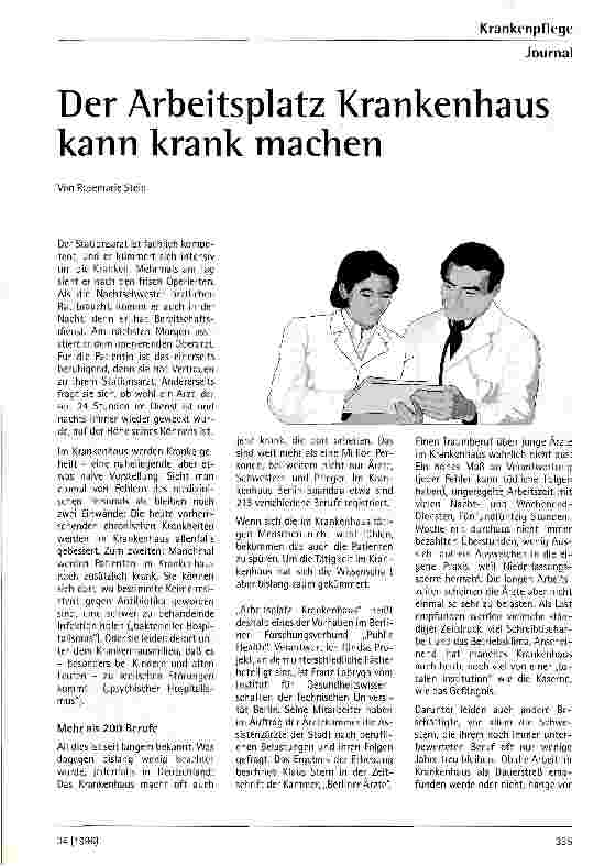 Vorschauseite 1: Der Arbeitsplatz Krankenhaus kann krank machen