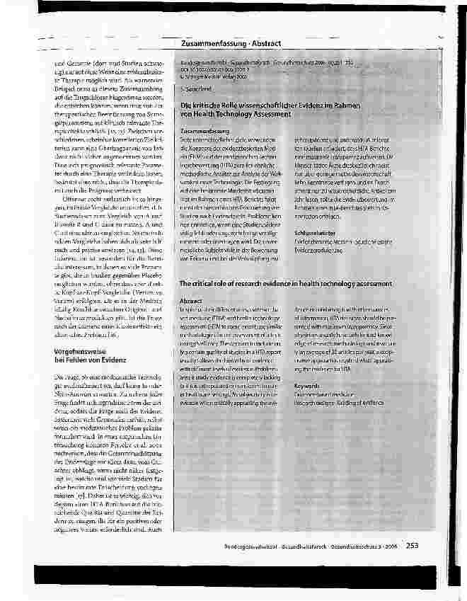 Vorschauseite 3: Die kritische Rolle wissenschaftlicher Evidenz im Rahmen von Health Technology Assessment