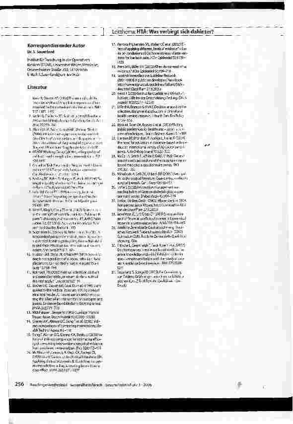Vorschauseite 6: Die kritische Rolle wissenschaftlicher Evidenz im Rahmen von Health Technology Assessment