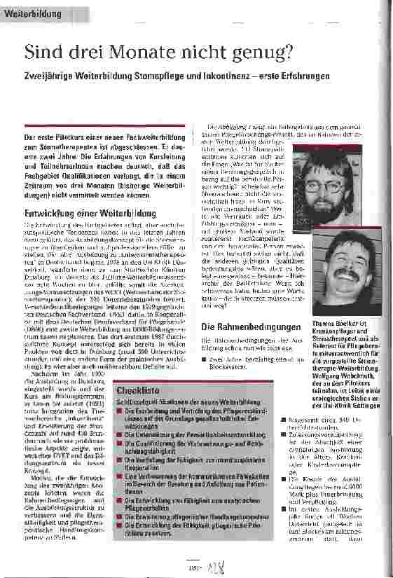 Vorschauseite 1: Sind drei Monate nicht genug? Zweijährige Weiterbildung Stomapflege und Inkontinenz - erste Erfahrungen