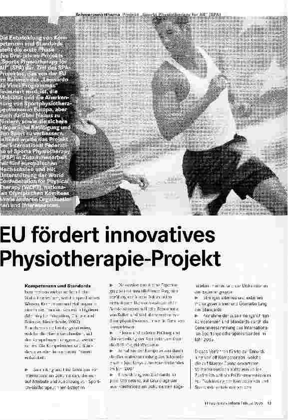 Vorschauseite 1: EU fördert innovatives Physiotherapie-Projekt