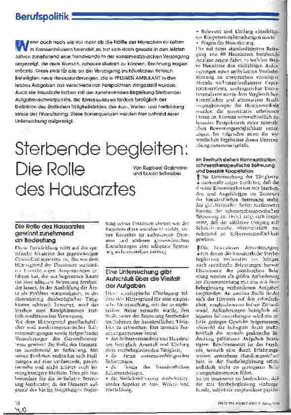 Vorschauseite 1: Sterbende begleiten: Die Rolle des Hausarztes