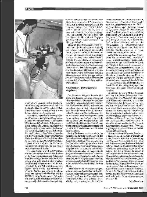 Vorschauseite 3: Gesundheitsreform vernachlässigt die professionelle PflegeMassiver Stellenabbau muss gestoppt werden