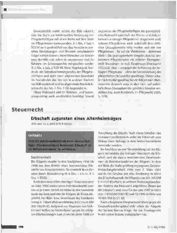 Vorschauseite 2: Überregionale Leistungserbringung durch ambulante PflegediensteBSG vom 24. 5.2006 (B 3 P 1 /05 R)