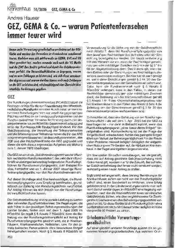 Vorschauseite 1: GEZ, GEMA & Co. - warum Patientenfernsehen immer teurer wird