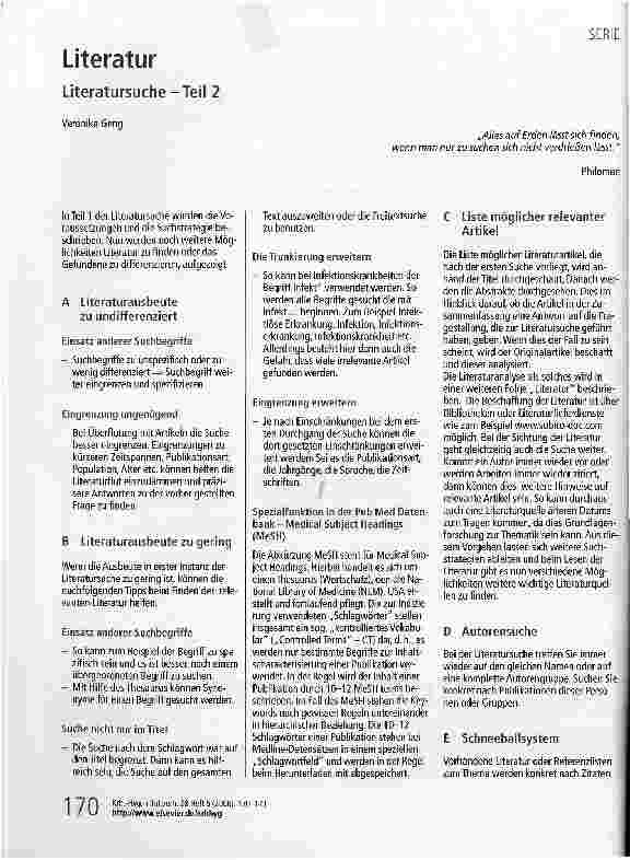 Vorschauseite 1: Literatur - Literatursuche-Teil 2