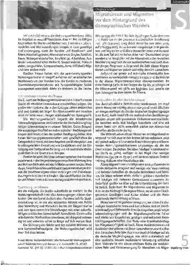 Vorschauseite 1: Migrantinnen und Migranten vor dem Hintergrund des demographischen Wandels