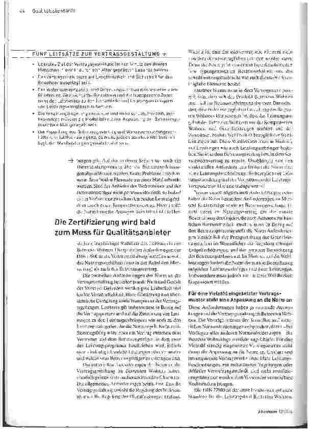 Vorschauseite 3: Betreutes Wohnen - Neue DIN-Norm setzt bundesweiten Standard
