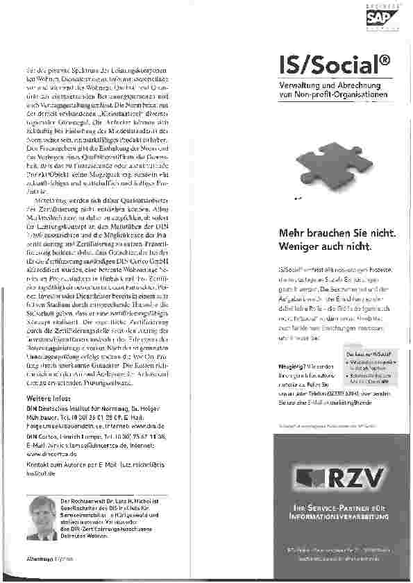 Vorschauseite 4: Betreutes Wohnen - Neue DIN-Norm setzt bundesweiten Standard