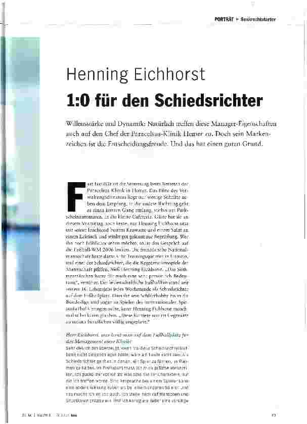 Vorschauseite 2: Henning Eichhorst 1:0 für den Schiedsrichter