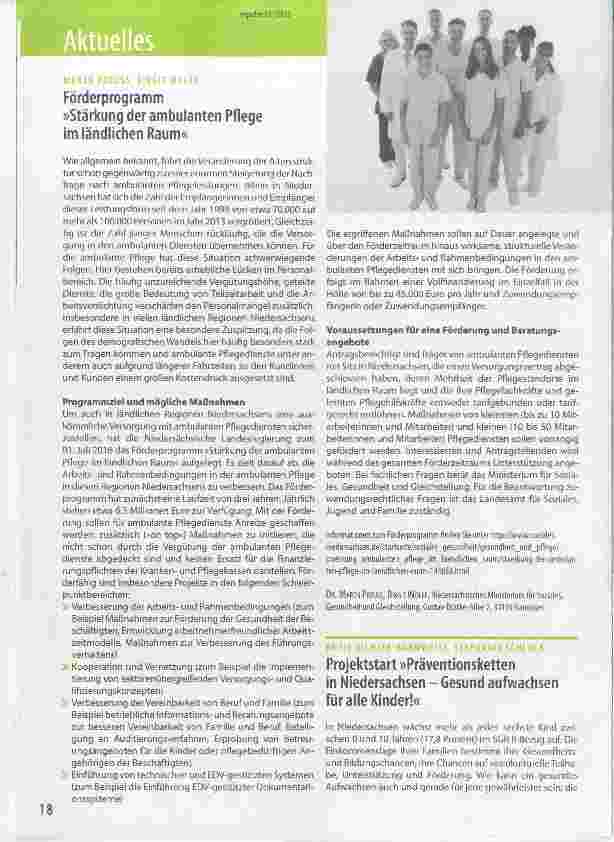 Vorschauseite 1: Förderprogramm»Stärkung der ambulanten Pflege im ländlichen Raum«