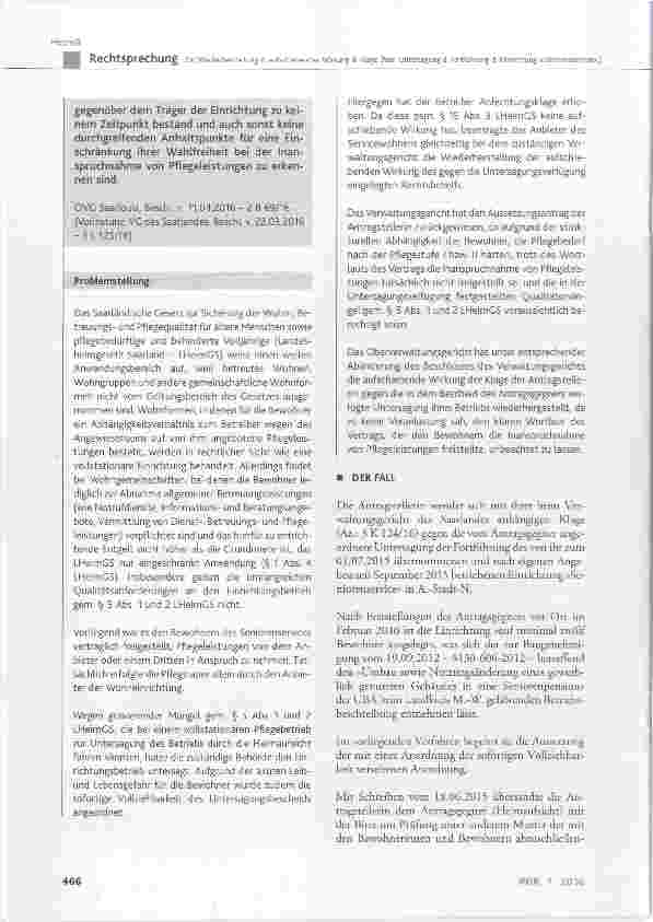 Vorschauseite 2: Zur Wiederherstellung der aufschiebenden Wirkung der Klage (hier: Untersagung der Fortführung der Einrichtung »Seniorenservice«)