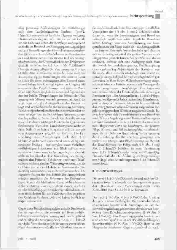 Vorschauseite 5: Zur Wiederherstellung der aufschiebenden Wirkung der Klage (hier: Untersagung der Fortführung der Einrichtung »Seniorenservice«)