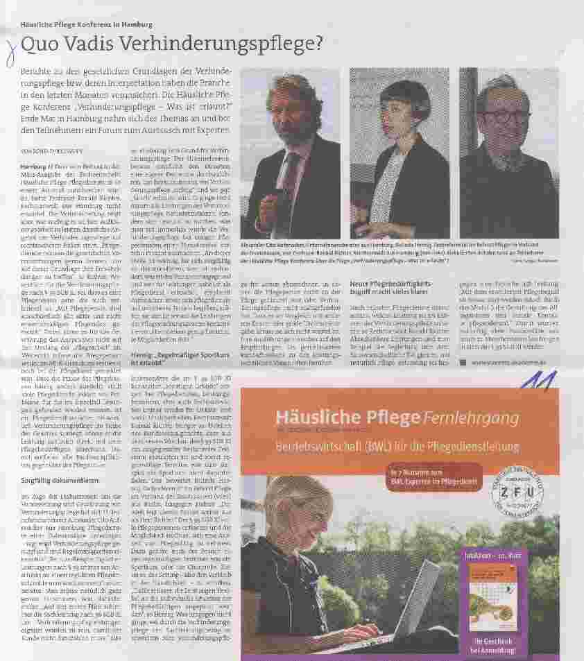 Vorschauseite 1: Quo Vadis Verhinderungspflege?