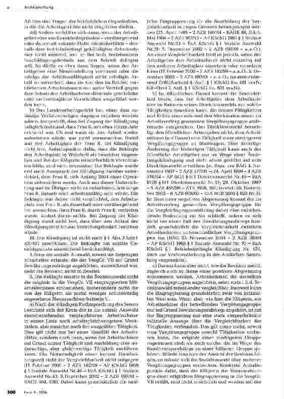 Vorschauseite 4: Ordentliche betriebsbedingte Kündigung wegen Wegfall eines Arbeitsplatzes