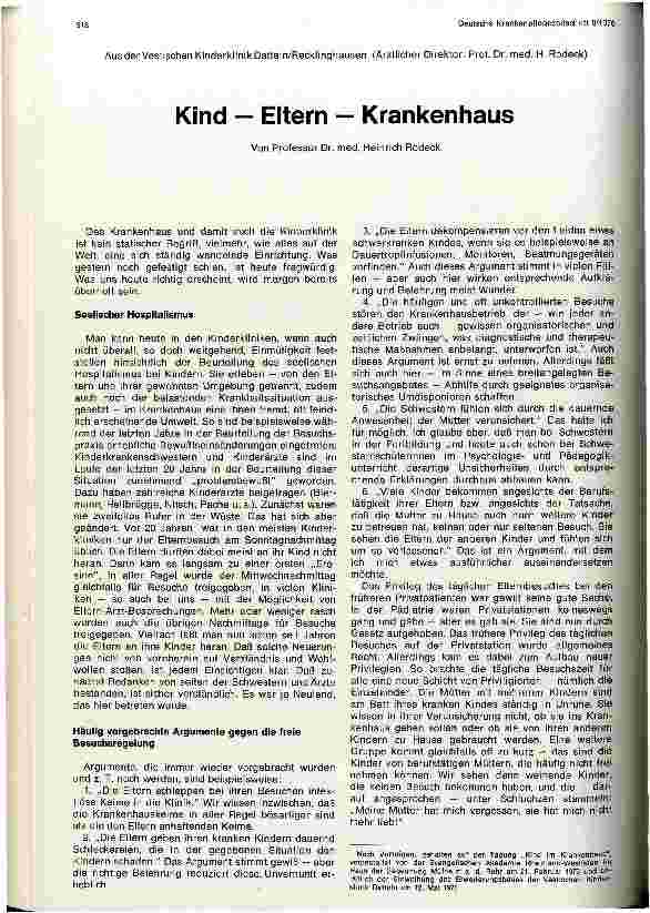 Vorschauseite 1: Kind — Eltern — Krankenhaus