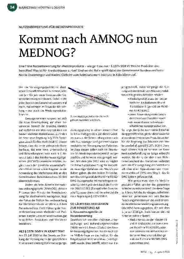 Vorschauseite 1: Kommt nach AMNOG nun MEDNOG?