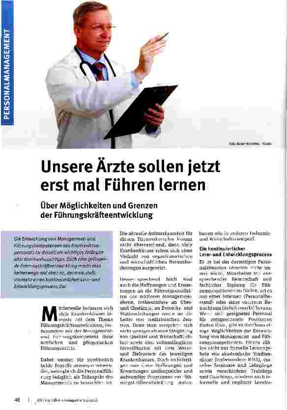 Vorschauseite 1: Unsere Arzte sollen jetzt erst mal Führen lernen