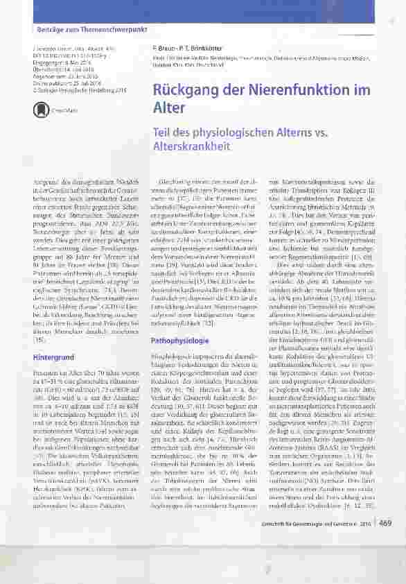 Vorschauseite 1: Rückgang der Nierenfunktion im Alter