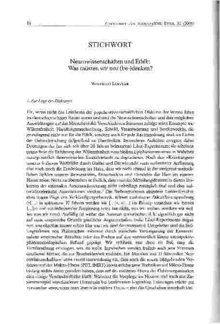 Vorschauseite 1: Neurowissenschaften und Ethik: Was müssen wir neu (be-)denken?