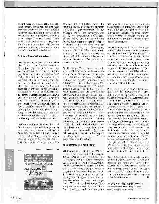 Vorschauseite 2: Von der Fürsorge zum modernen ManagementWelche Zukunft haben kirchliche Träger?