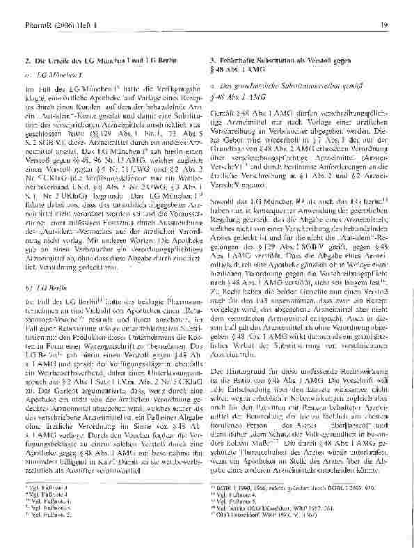 Vorschauseite 2: Arzneimittelsubstitution unter Verstoß gegen Aut-idem-Ausschluss - ein Fall der Arzneimittelsicherheit