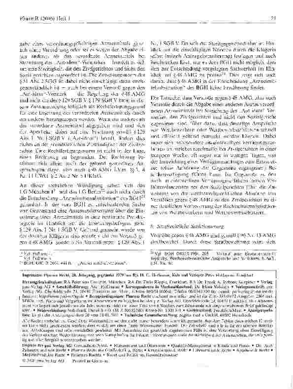 Vorschauseite 4: Arzneimittelsubstitution unter Verstoß gegen Aut-idem-Ausschluss - ein Fall der Arzneimittelsicherheit