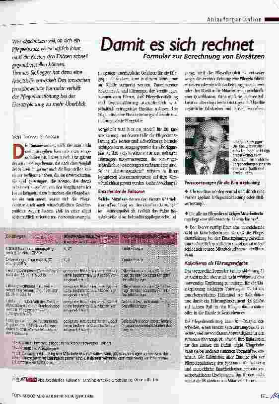 Vorschauseite 1: Damit es sich rechnet Formular zur Berechnung von Einsätzen