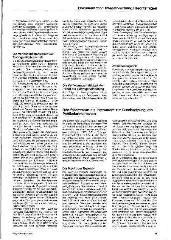 Vorschauseite 4: Rechtliche und soziologische Aspekte einer Kammer für Pflegeberufe
