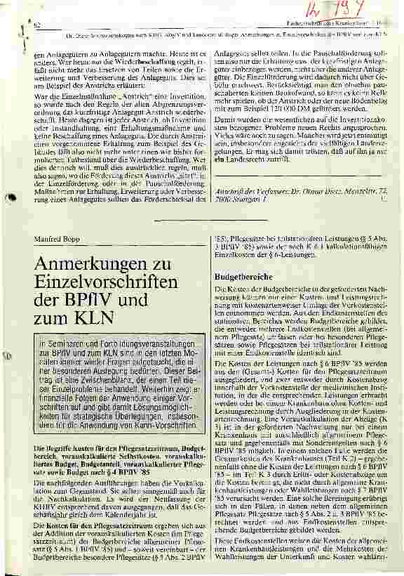 Vorschauseite 1: Anmerkungen zu Einzelvorschriften der BPFLV und zum KLN