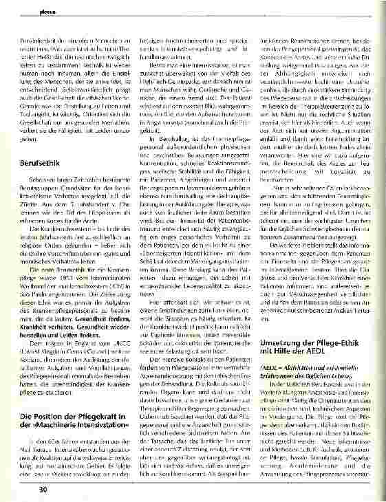Vorschauseite 2: Pflege-Ethik Eine Notwendigkeit auf der Intensivstation?