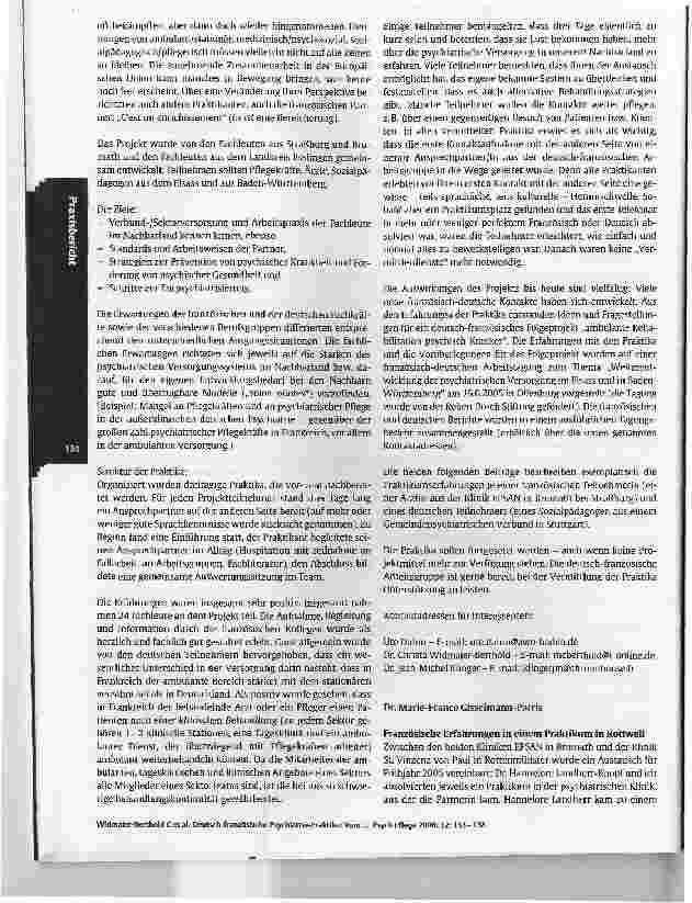 Vorschauseite 2: Deutsch-französische Psychiatrie-Praktika:Vom deutschen Gemeindepsychiatrischen Verbundzum Secteur und zum guten Essen in Frankreich