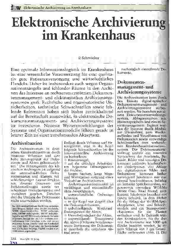 Vorschauseite 1: Elektronische Archivierung im Krankenhaus