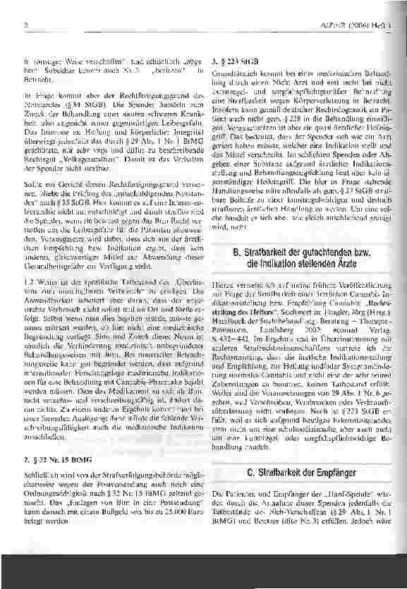 Vorschauseite 2: Strafrechtswissenschaftliches Kurzgutachten zur Frage der Strafbarkeit der Beteiligung am Solidaritätskreis Hanfapotheke*