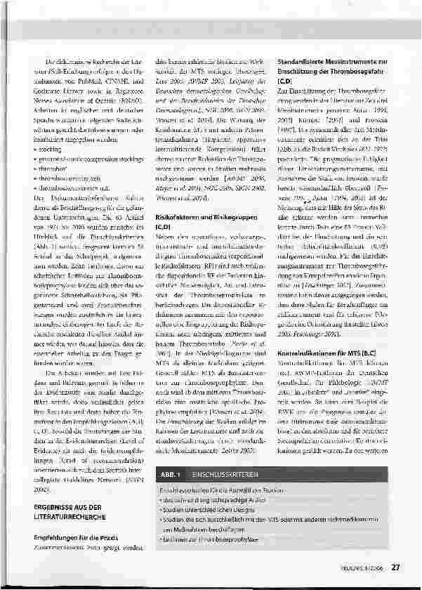 Vorschauseite 2: Problem aus der Praxis - Thromboseprophyiaxe mit Medizinischen Thromboseprophylaxestrümpfen -eine Literaturrecherche zur Pflegeintervention