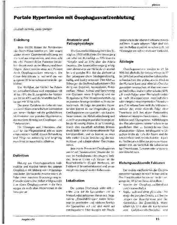 Vorschauseite 1: Portale Hypertension mit Ösophagusvarizenblutung